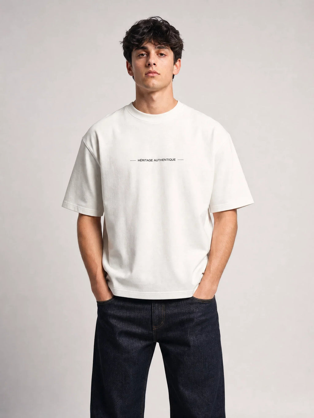 T-shirt blanc Le Céréalier, vue de face – coton épais 240 g/m², Héritage Authentique